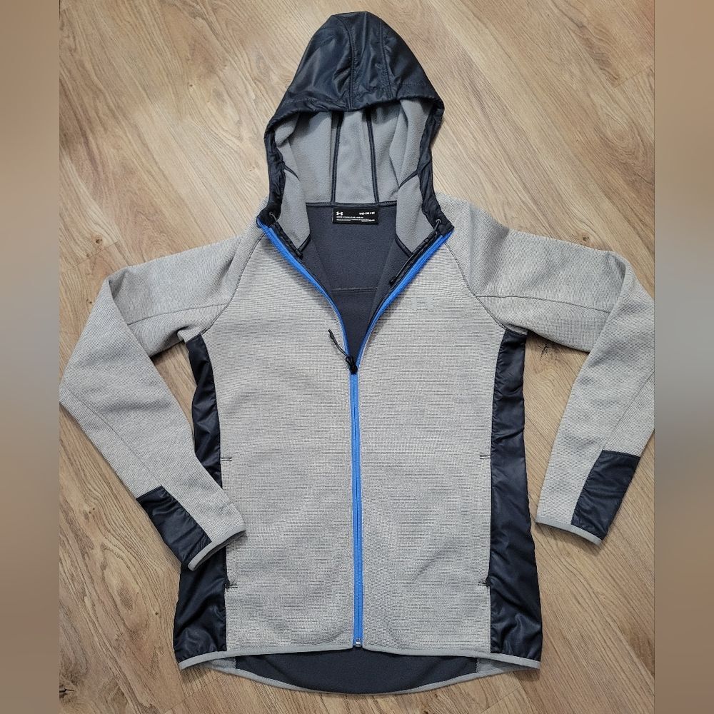 Under Armour coldgear women's swacket full zip hooded size medium gray blue